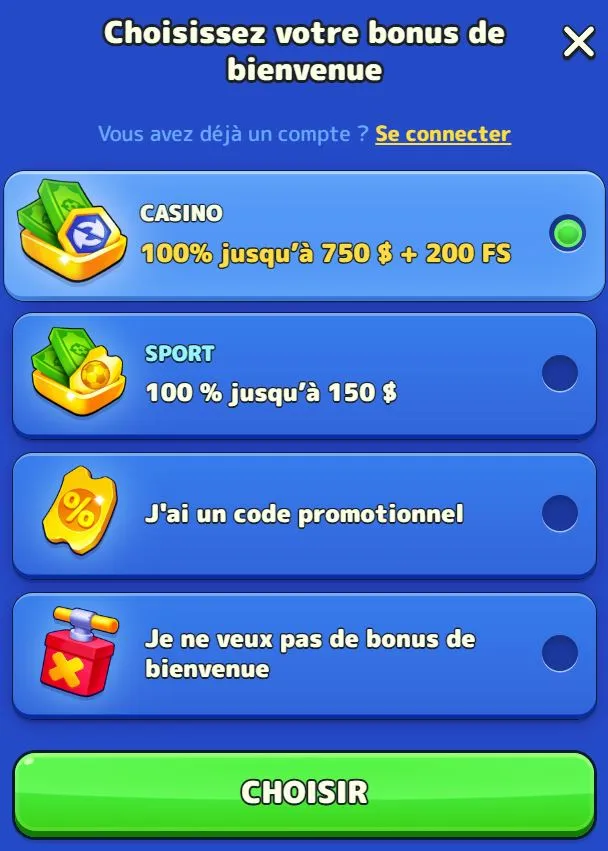 Inscription au casino Pistolo - Points forts du bonus