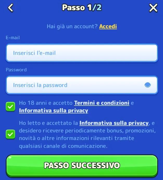 Registrazione al casinò Pistolo