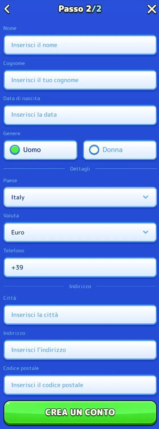 Registrazione al casinò Pistolo