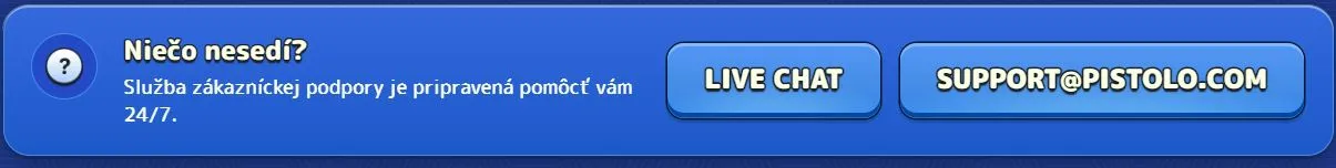 Pistolo Casino zákaznícka podpora