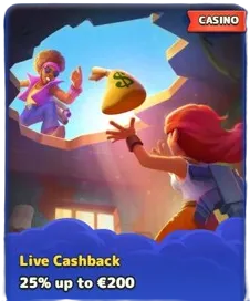 Live Cashback 25% up to €200
