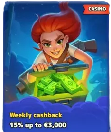 Weekly Cashback 15% up to €3,000