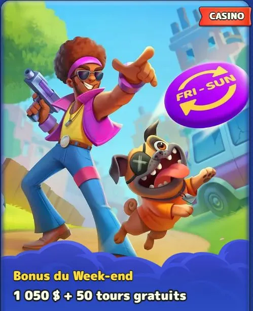 Bonus de recharge du week-end 1 050 $ + 50 tours gratuits