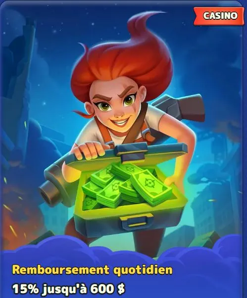 Cashback hebdomadaire de 15 % jusqu'à 600 $